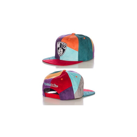 MITCHELL AND NESS BROOKLYN NETS NBA SUEDE SNAPBACK CASQUETTE